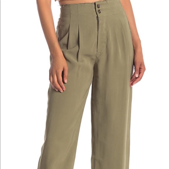 Know One Cares Raw Cuffed Pants Green Large NWT velvety dress pants - Picture 7 of 8
